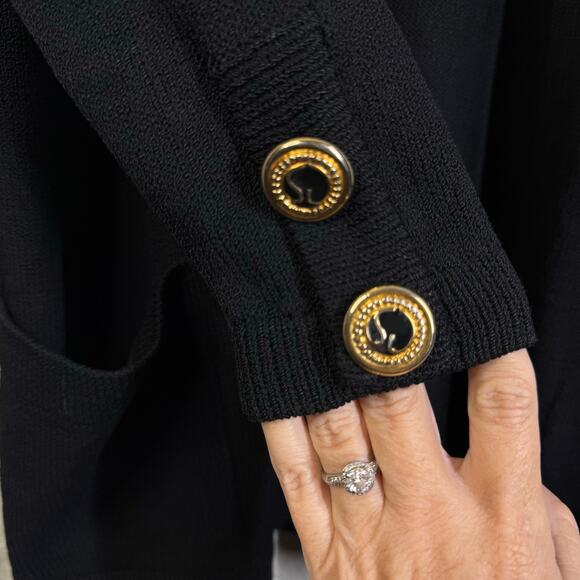 ST. JOHN SEPARATES Cardigan Small Santana Knit Open Front Epaulettes Pockets - Picture 7 of 11